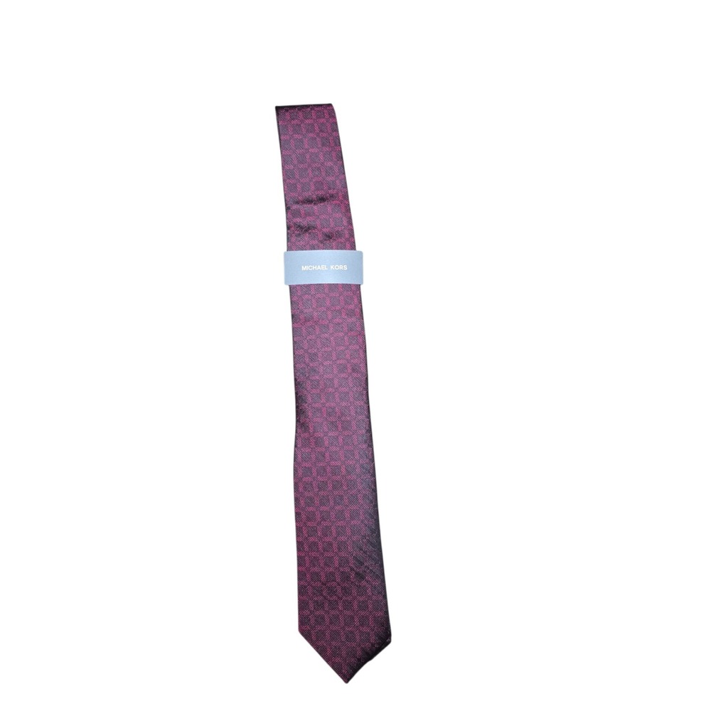 Michael‎ Kors Necktie Burgundy Geometric Pattern Dress Tie